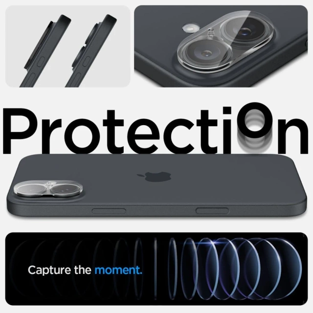 Захист камери із загартованого скла Spigen Optik.Tr "EZ FIT" Camera Protector 2-PACK for Apple iPhone iPhone 16/16 Plus Crystal Clear