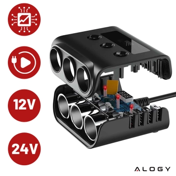 Автомобільний розгалужувач Alogy HUB для прикурювача 12В-24В