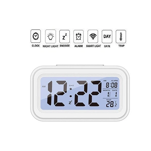 Alarm clock Trusty large LCD white ZG21