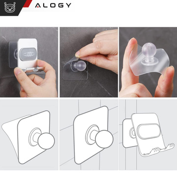2x Nástěnný držák na telefon tablet 4-12" závěsný háček hliníkový háček na nástěnné zrcadlo Alogy Silver