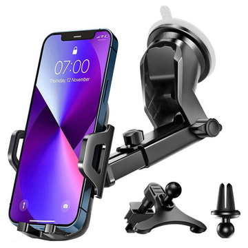 Alogy 3-in-1-Autotelefonhalter für Fenster, Fenster, für Armaturenbrett, Kühlergrill, Cockpit, Schwarz