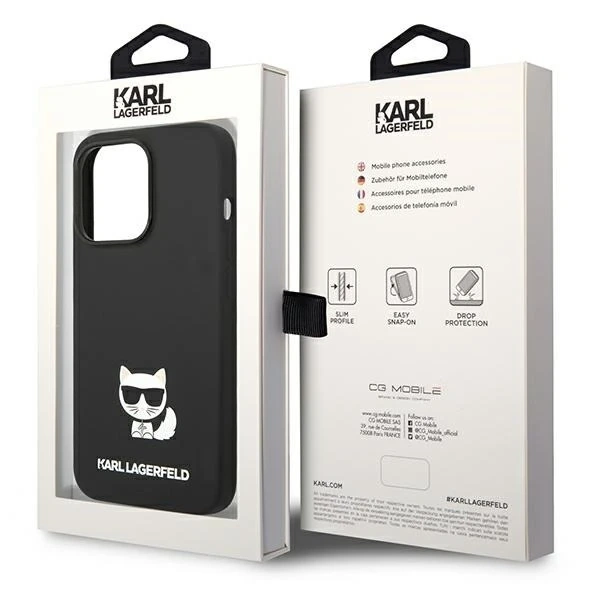 Karl Lagerfeld KLHCP14LSLCTBK protective phone case for Apple iPhone 14 Pro 6.1" hardcase black/black Silicone Choupette Body