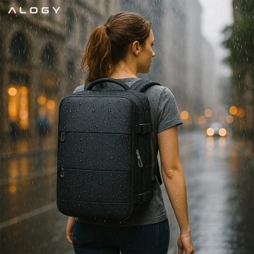 Laptop Backpack Men's Women's Travel Suitcase Luggage for Plane Work School 45x30x20cm Alogy Unisex Black