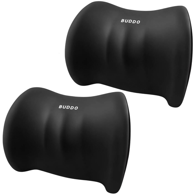 2x Car Lumbar Back Support Pillow Memory Foam Office Black