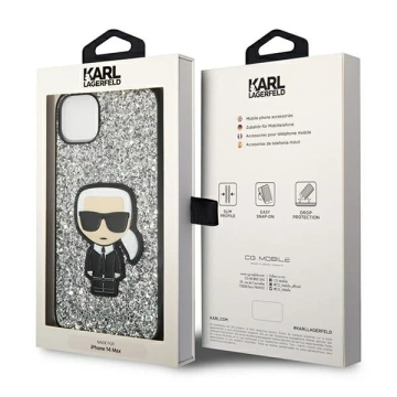 Ochranné puzdro na telefón Karl Lagerfeld KLHCP14MGFKPG pre Apple iPhone 14 Plus 6,7" pevné puzdro strieborné/strieborné Glitter Flakes Ikonik