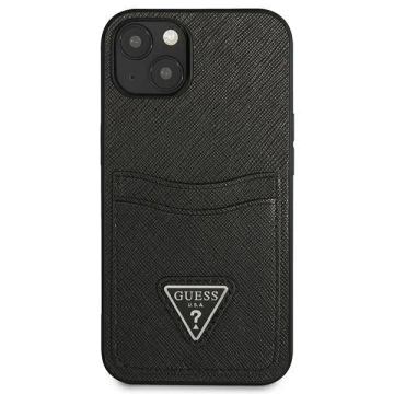 Etui Guess GUHCP13SPSATPK do Apple iPhone 13 Mini 5,4" czarny/black hardcase SaffianoTriangle Logo Cardslot