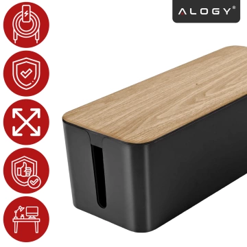 Органайзер коробка для кабельних смужок box M desk floor Alogy BOX wood Black