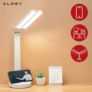 Lampa Alogy dvojitá stolná LED lampa stojaca na stole s batériou školského kresliča White