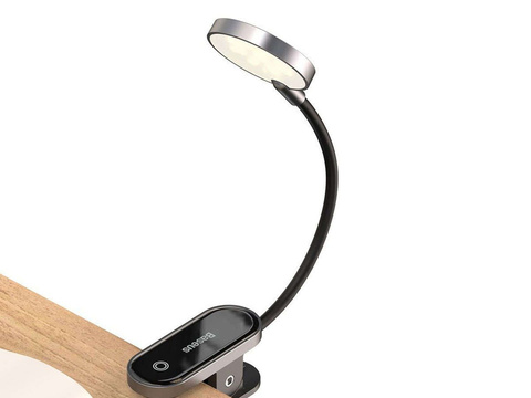 Baseus LED-Nachttischlampe, kabellos mit Clip, grau