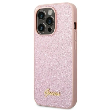 Etui Guess GUHCP14XHGGSHP pro Apple iPhone 14 Pro Max 6,7" różowy/růžové pevné pouzdro Glitter Script