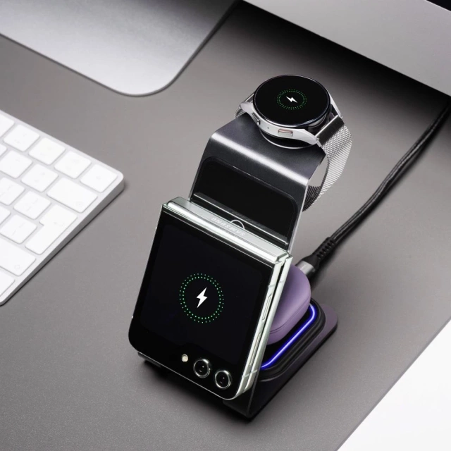 Ładowarka 3w1 Forcell F-Energy Simply Charge do Apple/Samsung szara