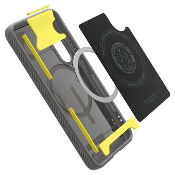 Puzdro pre Samsung Galaxy S25, mramorovo šedé, Spigen Rugged Armor, MagSafe