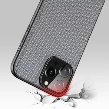Kryt puzdra Dux Ducis Fino pokrytý nylonovým materiálom iPhone 13 Pro Max šedý