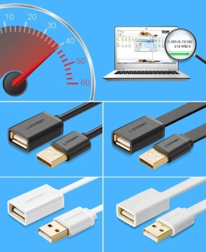 Кабель UGREEN USB (гніздо) - Кабель-перехідник USB (штекер) 2м чорний (10316)