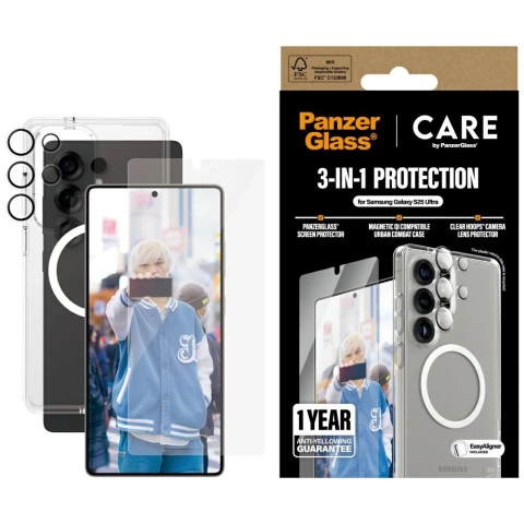 Zestaw CARE Flagship 3w1 do Samsung Galaxy S25 Ultra Etui+Szkło+Uchwyt