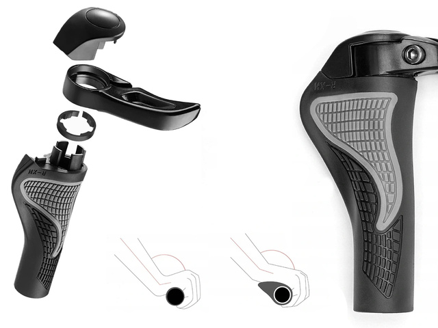 Bike grips RockBros handlebar grips BT1008B Black rubber horn grips