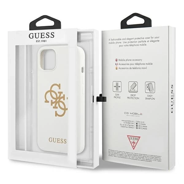Guess GUHCP13SLS4GGWH iPhone 13 mini 5,4" bílé/bílé pevné pouzdro silikonové 4G logo