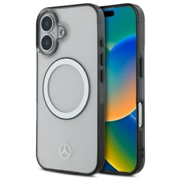 Etui Mercedes для iPhone 16 6.1" MagSafe Transparent Hardcase Printed Logo
