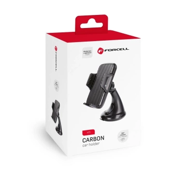 Автомобільний тримач FORCELL F-GRIP Carbon HT1 для лобового скла/борта, чорний