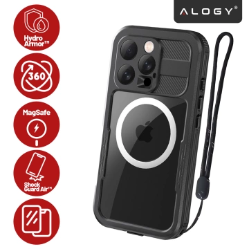 Vodotesné puzdro Alogy HydroArmor™ IP68 s priehľadným zadným pancierovým krytom 360 pre MagSafe pre Apple iPhone 16 Pro Max