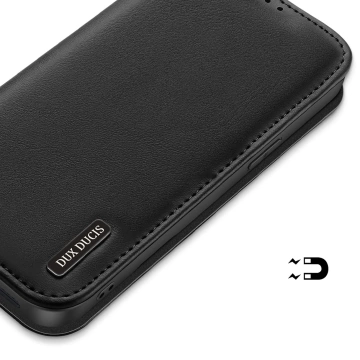 iPhone 16e Dux Ducis Hivo Protective Case with Flip and RFID Protection - Black