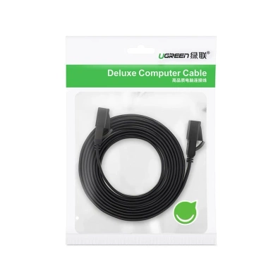 Плоский кабель UGREEN Ethernet патч-корд RJ45 Cat 7 STP LAN 10 Гбіт/с 10 м чорний (NW106 11265)