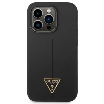 Etui Guess GUHCP14LSLTGK do Apple iPhone 14 Pro 6,1" čierny/čierny pevný obal silikónový trojuholník