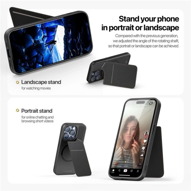 Puzdro DUX DUCIS Rafi II Mag - puzdro na zadný kryt so stojanom, kompatibilné s MagSafe pre iPhone 14 Pro