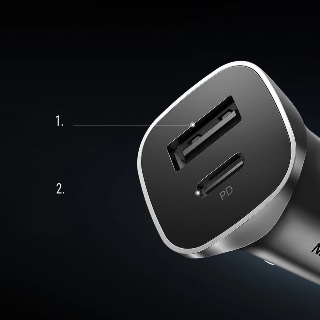 Ugreen nabíjačka do auta USB Type C / USB 24W Power Delivery Quick Charge sivá (30780)