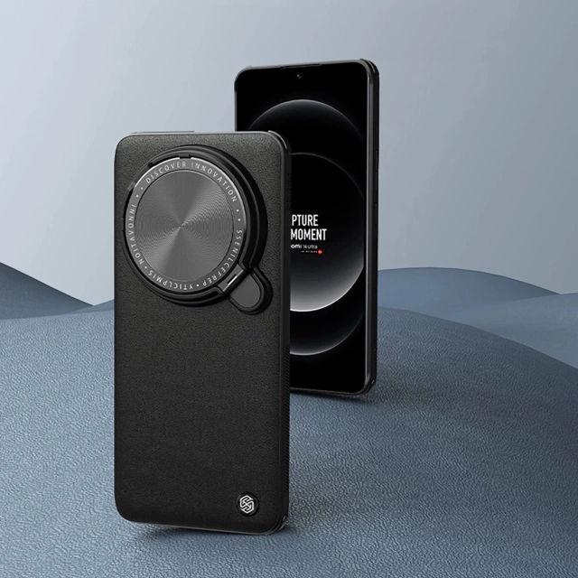 Шкіряний магнітний чохол Nillkin CamShield Prop для Xiaomi 14 Ultra - чорний