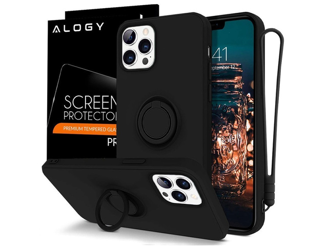 Ring Ultra Slim Alogy Silicone Case for iPhone 12/ 12 Pro 6.1 Black Glass