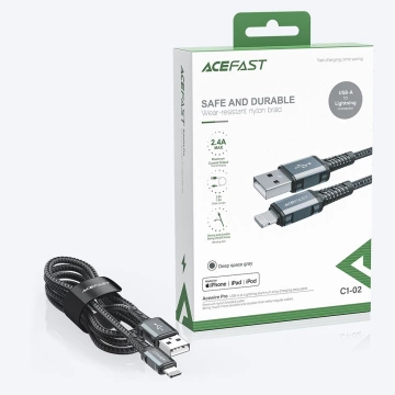 Acefast кабель MFI USB - Lightning 1,2m, 2,4A szary (C1-02 deep space grey)