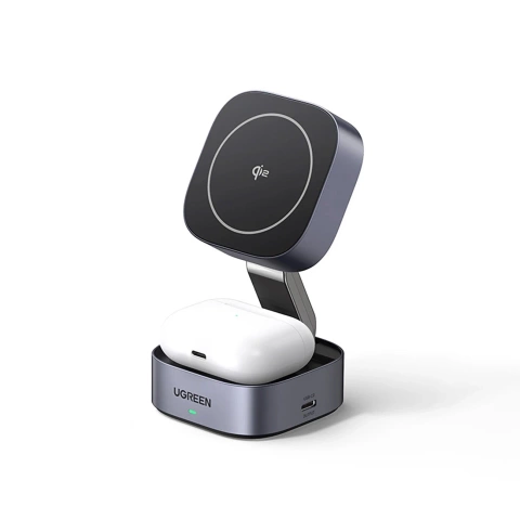 Зарядний пристрій Ugreen W702 3-в-1 MagSafe Qi2 15 Вт, складний, USB-C, чорний