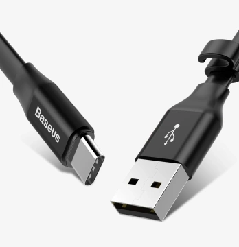 Baseus Nimble plochý kábel USB / USB-C kábel s držiakom 2A 0,23M čierny (CATMBJ-01)
