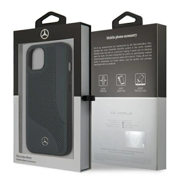Mercedes MEHCP13SCDONA protective case for Apple iPhone 13 Mini 5.4" navy/navy hardcase Leather Perforated Area