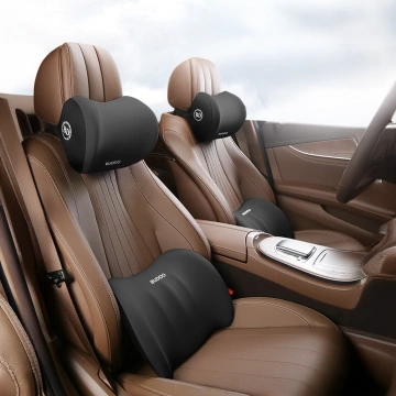 2x Alogy Autokissen Rücken Lendenwirbelsäule Nackenstütze Memory Foam Schwarz