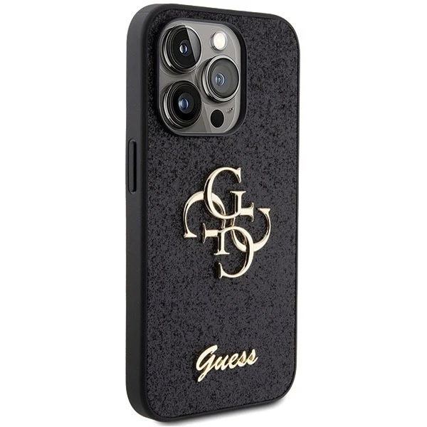 Etui Guess GUHCP15XHG4SGK для iPhone 15 Pro Max 6.7" czarny/чорний твердий чохол Glitter Script Big 4G