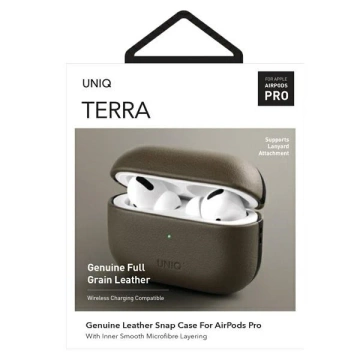 UNIQ Earphone Protective Case Terra Case for Apple AirPods Pro Genuine Leather olive/olive