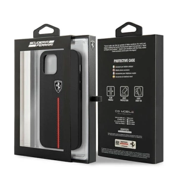 Ferrari iPhone 12 Pro Max phone case black/black hardcase Off Track Leather Nylon Stripe