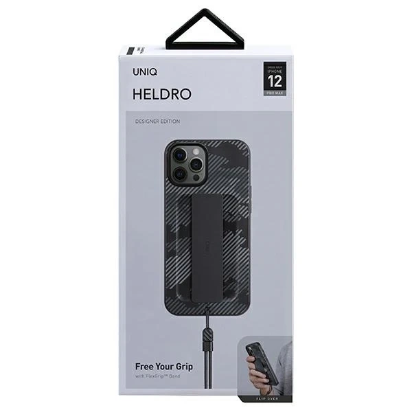 UNIQ pouzdro Heldro pro iPhone 12 Pro Max 6,7" Black Camo/Charcoal Camo Antimicrobial