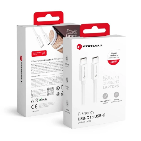 Kabel USB-C do USB-C 60W 2m Forcell C338 QC 4.0 PD do smartfonów i laptopów