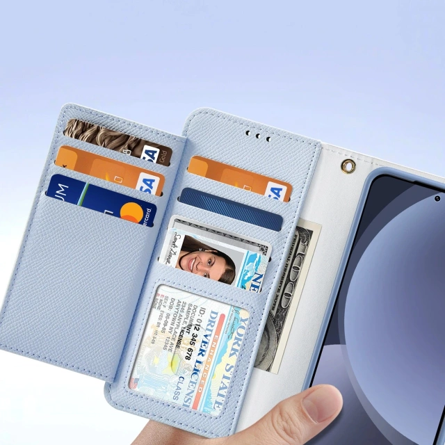 Etui do Samsung Galaxy S25+ Dux Ducis Lawa Skórzane Niebieskie