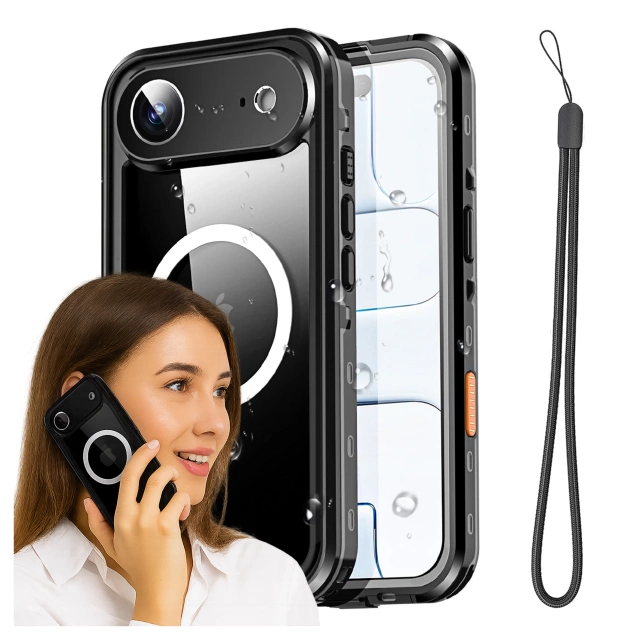 Alogy HydroArmor™ IP68 Case for Apple iPhone 17 Air 6.6", 360° Armored Case with Clear Back, MagSafe Compatible, Black