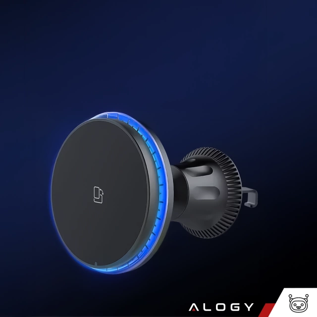 Uchwyt samochodowy Alogy Car Holder do MagSafe z ładowaniem indukcyjnym 2w1 15W do kratki Czarny