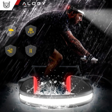 2x COB LED налобний ліхтар для бігу на велосипеді, потужний, акумуляторний, USB Type C, налобний ліхтар Alogy, IPX4, чорний