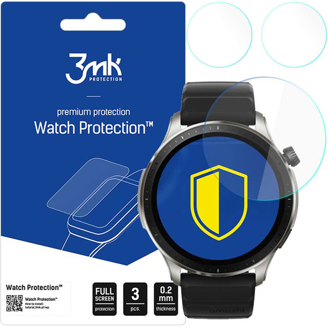 Szkło hybrydowe do Xiaomi Amazfit GTR 4 46mm 3szt 3mk Watch Protection FlexibleGlass