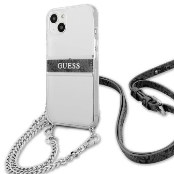 Guess GUHCP13SKC4GBSI iPhone 13 mini 5,4" прозорий твердий чохол 4G сірий ремінь срібний ланцюжок