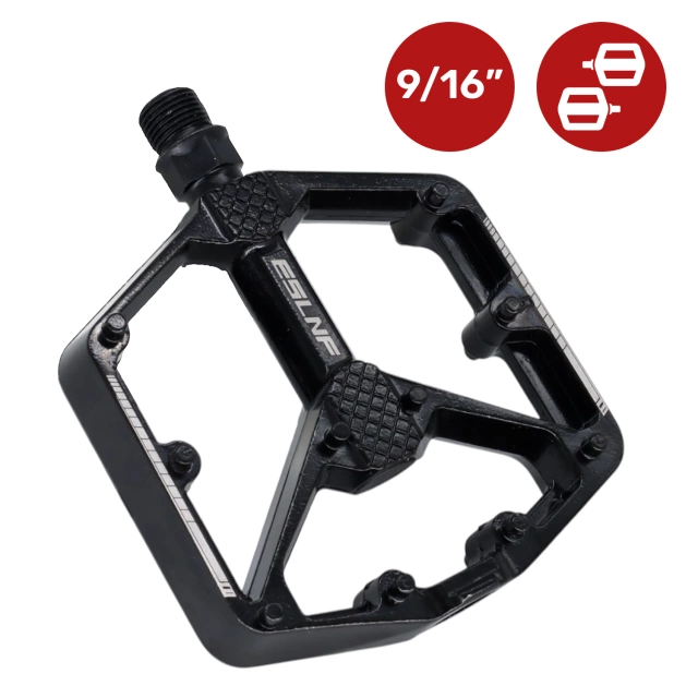 MTB aluminum platform bicycle pedals, set of 2, Aluminum Black