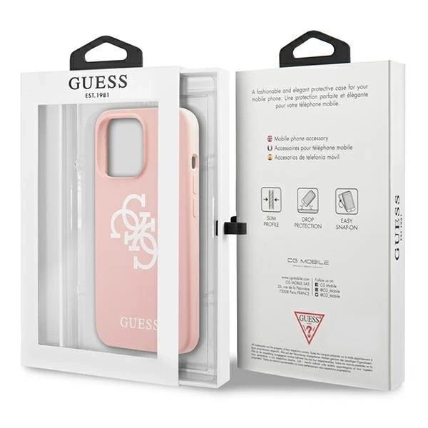 Guess GUHCP13LLS4GWPI iPhone 13 Pro / 13 6,1" różowy/рожевий жорсткий чохол силіконовий логотип 4G