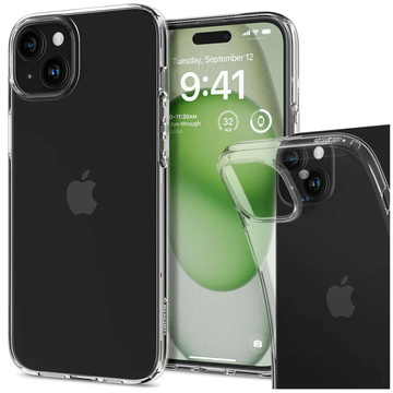 Puzdro na iPhone 15 Plus Spigen Liquid Crystal Case, ochranný kryt na telefón, priehľadný Clear
